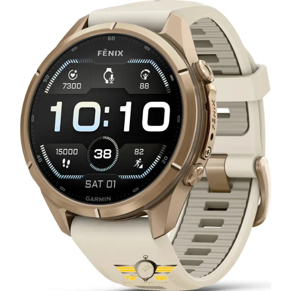 ساعت گارمین Fenix 9 Pro 43mm Autumn Gold Titanium with Cream/French Gray