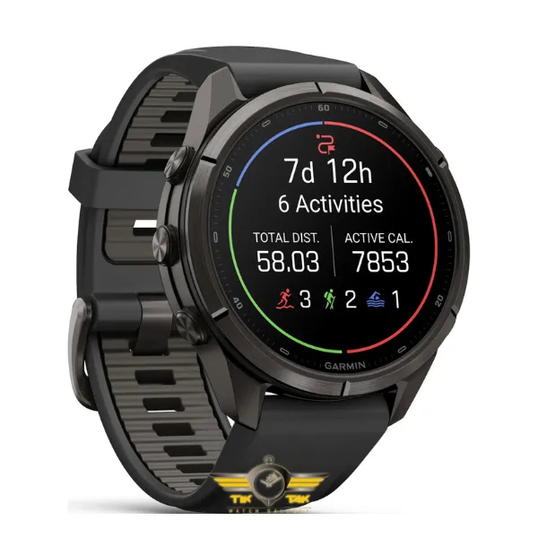 ساعت گارمین Fenix 9 Pro 43mm Carbon Gray DLC Titanium with Black/Pebble Gray
