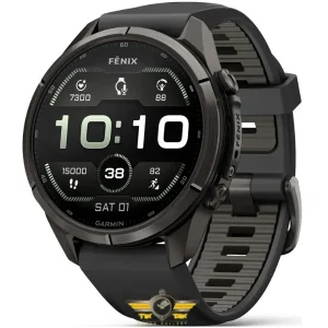 ساعت گارمین Fenix 9 Pro 43mm Carbon Gray DLC Titanium with Black/Pebble Gray