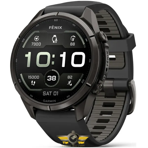 ساعت گارمین Fenix 9 Pro 43mm Carbon Gray DLC Titanium with Black/Pebble Gray
